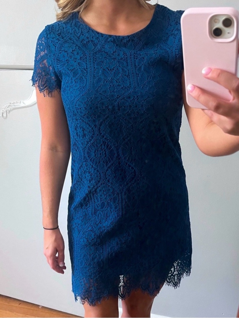 Women's Navy Lace Shift Dress